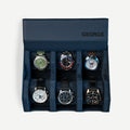 Personalized Hexagon Navy Blue 6 Slot Watch Box
