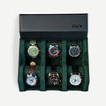 Personalized Hexagon Black Green 6 Slot Watch Box